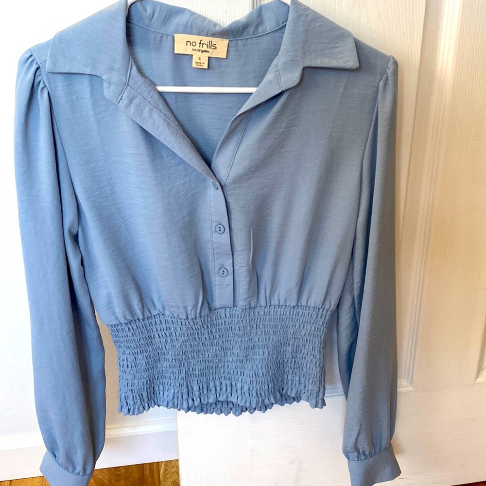 Baby blue size small half button up shirt